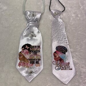 White Inspirational Ties with Embellishments